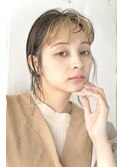 丸型卵型切りっぱなしボブエアリーロング美髪ベージュブラウン