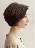 ☆ダークパープルナチュラルショートミルクブラウン髪質改善ボブ