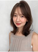 くびれヘアアプリコットオレンジレイヤーカット