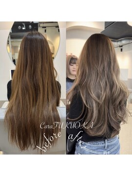 カラフクオカ 薬院駅前(Cara FUKUOKA) ヘーゼルベージュ&ロングレイヤー《福岡レイヤーカット》