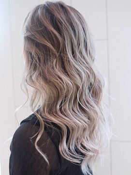 アルバム 銀座(ALBUM GINZA) バレイヤージュロング_ココアブラウンフリンジウェーブ_ba302512