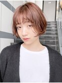 丸みボブ_グレージュカラーボブウルフココアベージュ_68905