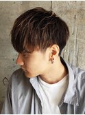 ハイライト 束感 マッシュショート メンズ 短髪 爽やか