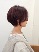 秋ピンク×丸みショート