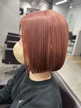 リグ 横浜(Lig.) アプリコットオレンジ/切りっぱなしボブ/ダブルカラー/ブリーチ