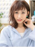 ★グレージュ小顔オン眉くびれヘア外ハネ抜け感ボブ20代30代★1