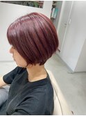 ショートボブ+秋冬暖色カラー