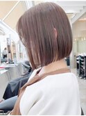 ミルクティーベージュ/レイヤーボブ/韓国巻き/顔周りカット/銀座
