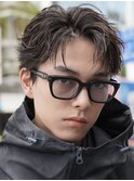 梅田メンズパーマフェザーショートルーズショートセンターパート