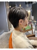 20代30代大人かわいい丸みショートx小顔ひし形耳かけ
