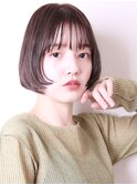 イメチェン小顔前髪マチルダボブグレージュカラー
