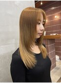 レディースレイヤースタイル顔周りレイヤー前髪なし20代調布