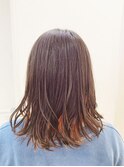 ナチュラルブラウン×インナーカラーオレンジ/30代40代50代