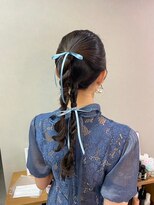 【リボン×ツイン編みおろし】恵比寿/ライブ/結婚式/ヘアセット