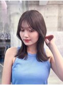 黒髪ボブルフネビージュ小顔ワンレン顔まわり韓国レイヤーカット