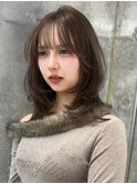 小顔に見せるミディアムヘア/韓国ヘア/ダブルカラー