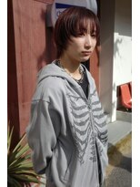 チャプター 問屋町(chapter)&nbsp;髪質改善ウルフボブ顔まわりレイヤーカットワインレッド韓国ヘア