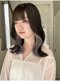 結んで簡単に隠せるインナーカラーホワイトグレー