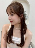 顔周りレイヤーカットロングレイヤーボブ韓国ヘアハッシュカット