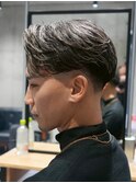 MEN'S/ハイライト×サイドパート×テーパーフェード