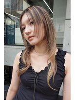 ナループロアポンテ(Nalu pu loa PONTE)&nbsp;ロングレイヤー海外風レイヤーカットブリーチデザインカラー