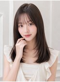 韓国風パーマダブルカラー韓国レイヤーサイドバンググレージュ☆