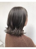 グレージュ_マロンベージュ Aラインボブ かきあげ