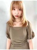ピンクベージュ ×  小顔レイヤー