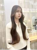 ロングレイヤーカット 顔周り 前髪 髪質改善 韓国 ブリーチ