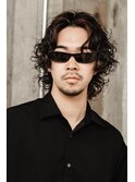 【ステップボーンカット】メンズミディアムパーマポイントカラー