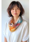 春ボブゆるふわパーマ【梅北50代40代パーマ】白髪ぼかし