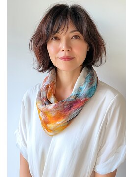 アヴァンス プロデュース バイ エガオ 大阪梅田店(AVANCE. PRODUCED by EGAO) 春ボブゆるふわパーマ【梅北50代40代パーマ】白髪ぼかし