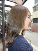 【白石】ブリーチなし赤み消しカラーオリーブグレージュ春カラー