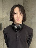 =メンズボブ/フェザーパーマ／MEN’S HAIR/ブルーブラック