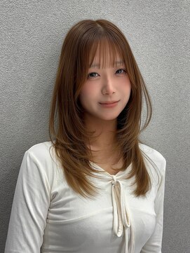 ルクス スマートサロン(Luxs SmartSalon) ミディアムレイヤーカット×ブリーチなしベージュカラー