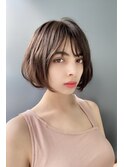 斜め前髪の大人かわいいショートボブスタイル♪藤沢3