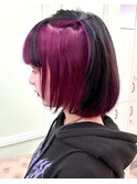ピンク×ブラックコントラストインナーカラーm【広島派手髪】