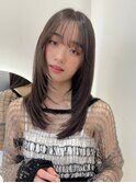 小顔フェミニンロングレイヤー美髪ワイドバングブルーブラック3