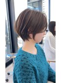 丸顔/ミニウルフ/チェリーブラウン/ショートボブ