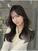 韓国ガーリーヘア くびれ巻き シースルーバング