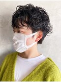 ショートパーマ_ホ外ハネボブセクションカラー_ba385581