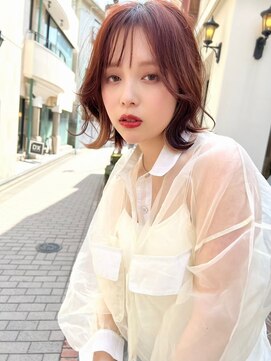 メーヴェ(Mowen) mowen×外ハネミディアム×小顔カット×ピンクベージュ