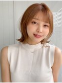 前髪 外ハネボブ くびれヘア  アプリコットオレンジ"