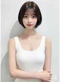 earthショートレイヤーボブミルクティー丸みショートボブ