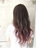 ピンクグラデーション×ロングヘア