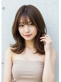 レイヤーボブハイライトブリーチレイヤーハイトーングレージュ