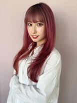 ヴィヴィ(VIVIE)&nbsp;ブリーチダブルカラーチェリーレッドピンク小顔レイヤーハッシュ