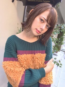 シーン(SCEN) 王道切りっぱなしワンカールボブ☆マロンカラー☆