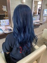 ヘアメイク アージュ 天神西通り店(HAIR MAKE age)&nbsp;10代20代ゆるふわウェーブロング×透明感ブルーカラー