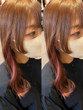 ネオリーブカップ 町田店(Neolive capu) ブラウンヘア * ピンクイヤリングカラー【町田/ブリーチカラー